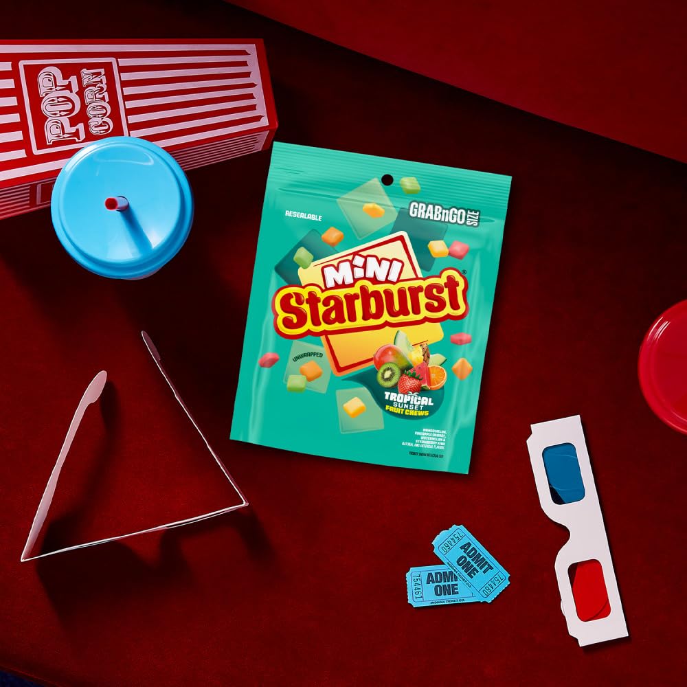 Starburst minis etiqueta nutricional lectura rápida de ingredientes y porciones