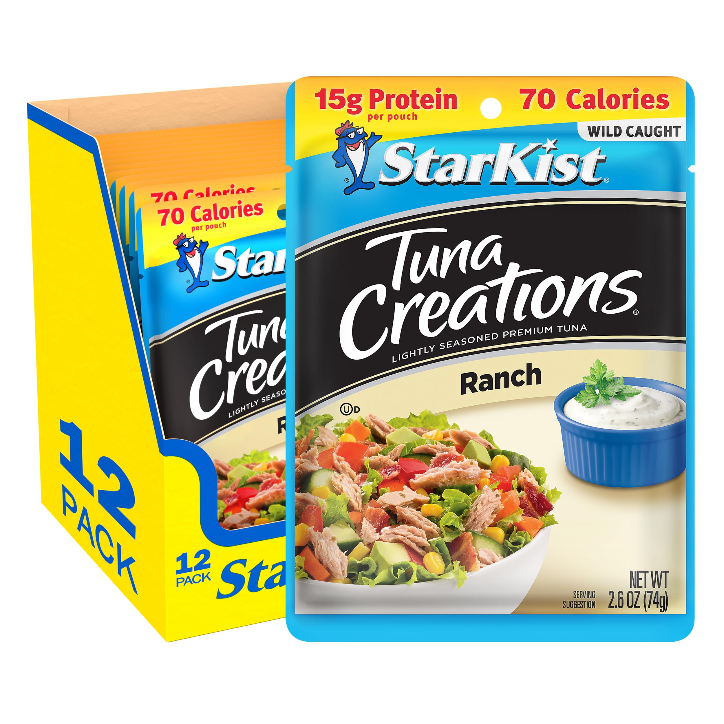 StarKist frontal del pack de 12 pouches muestra conveniencia