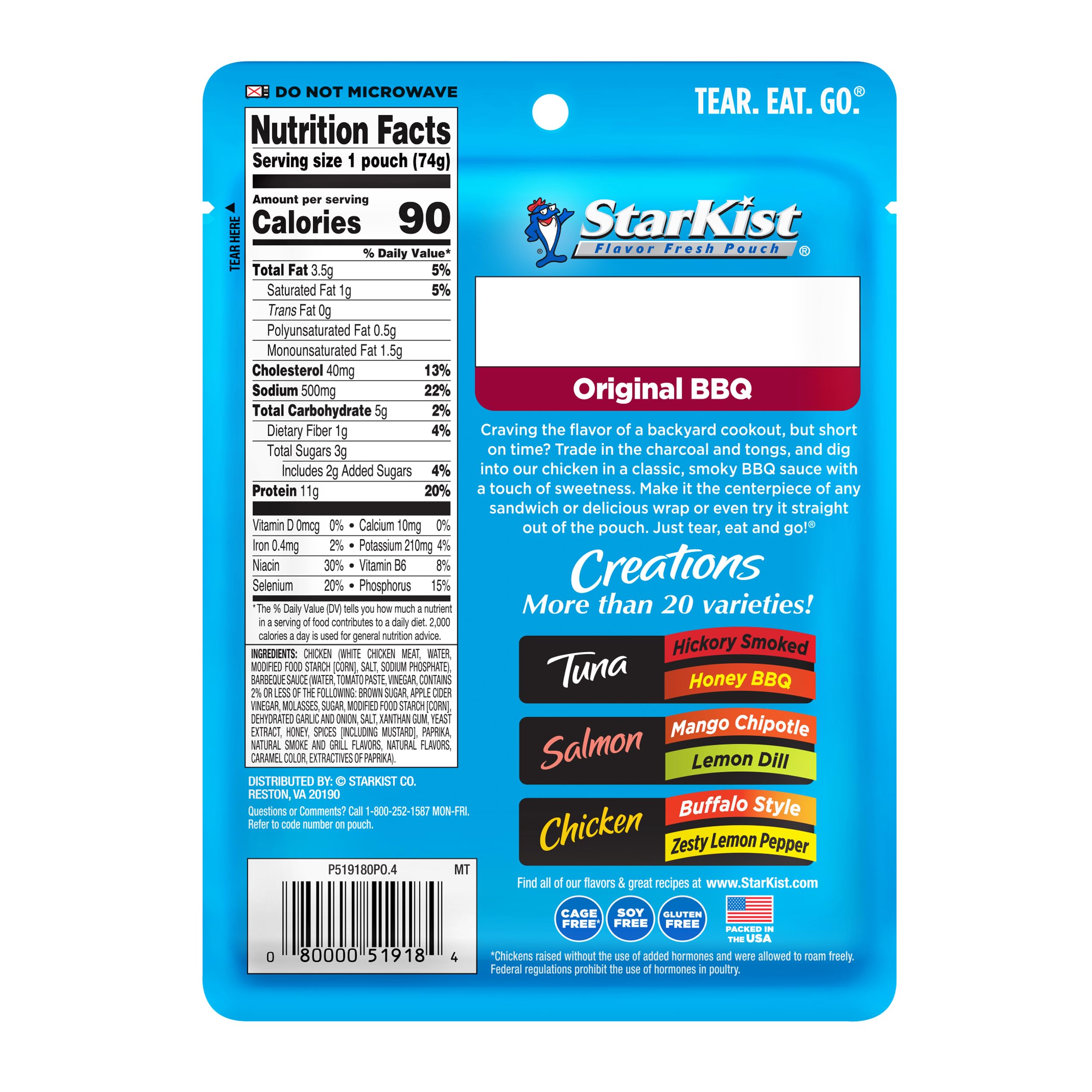 StarKist bolsita abierta con textura de pollo BBQ lista para añadir a recetas