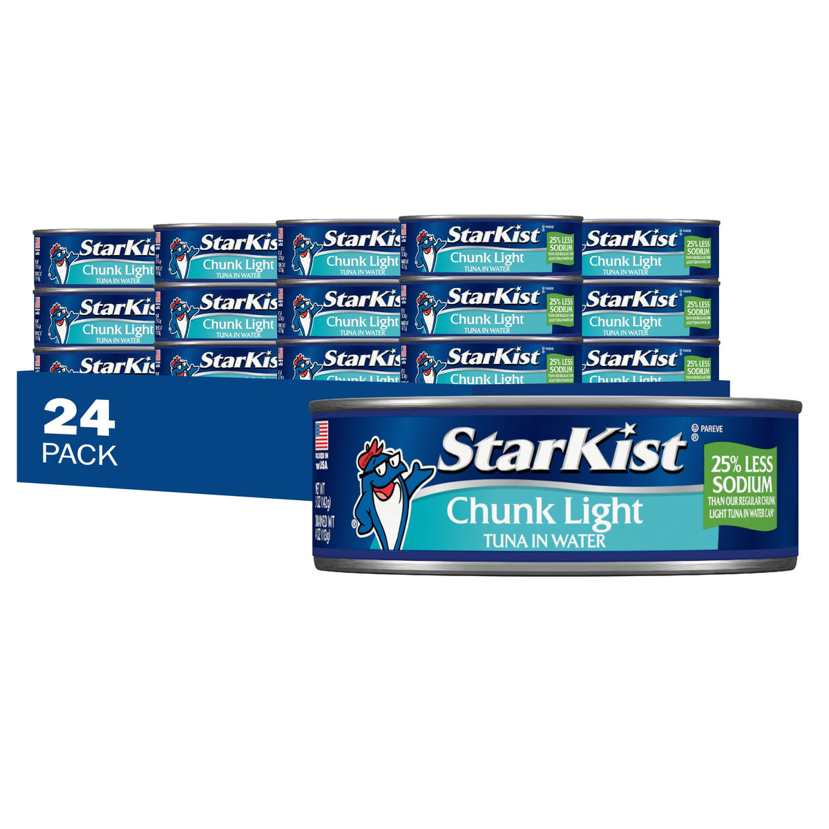 StarKist lata frontal mostrando etiqueta y beneficio menos sodio
