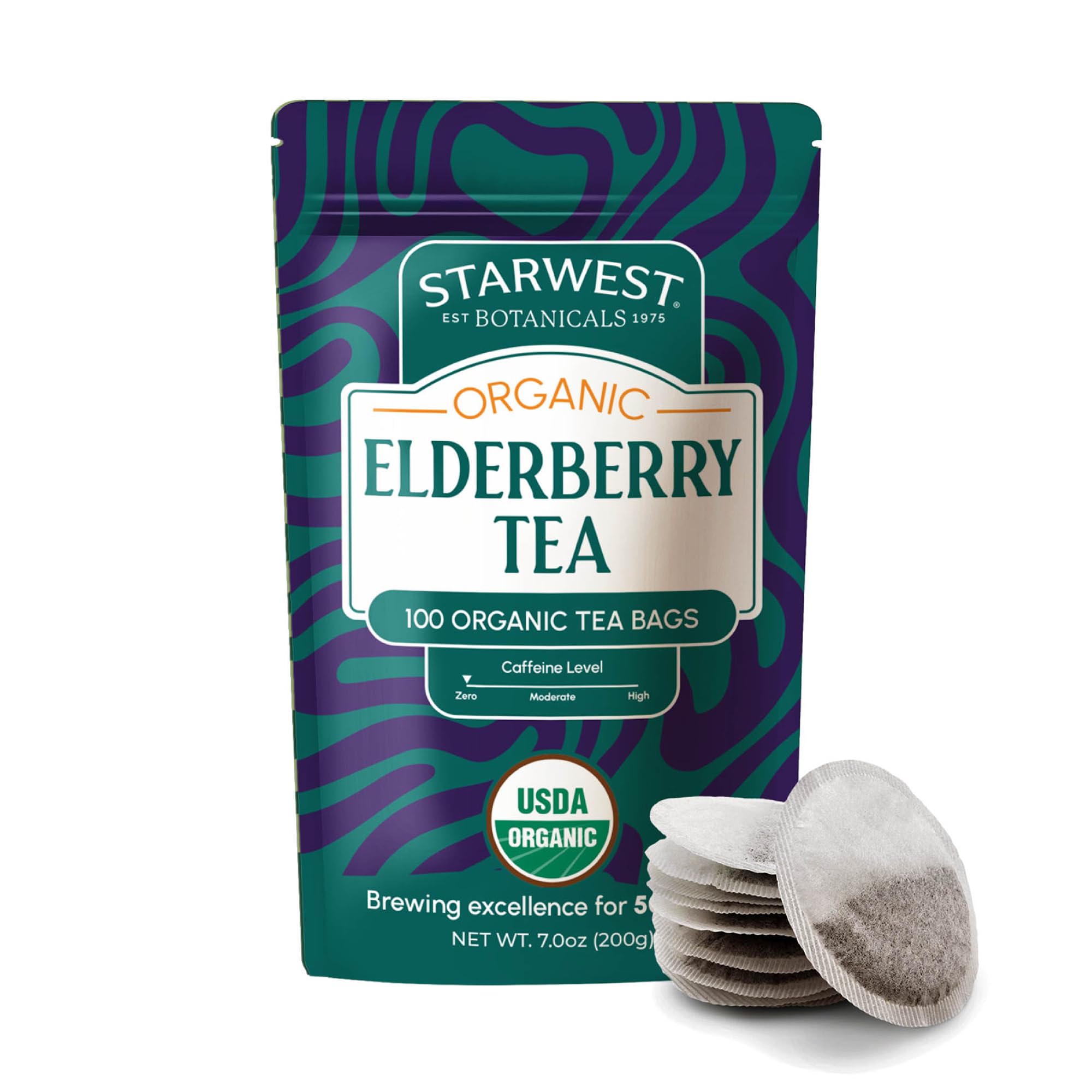 Starwest Botanicals frente del paquete que muestra etiqueta orgánica y cantidad