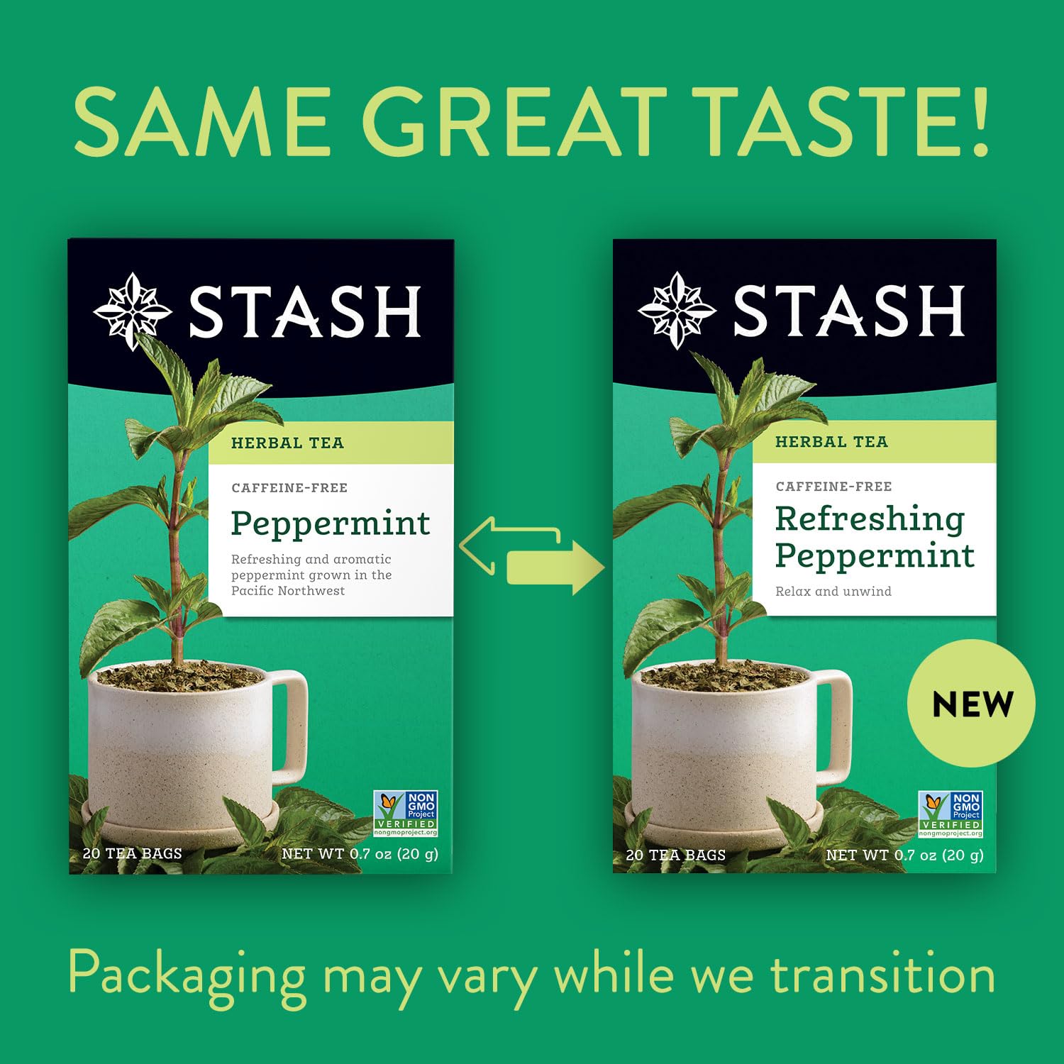 Stash bolsita en mano para comparar tamaño y conveniencia por porción