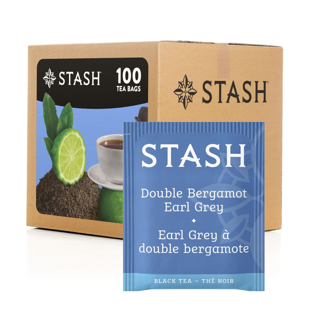 Stash caja frontal mostrando 100 bolsitas y diseño distintivo, aroma preservado