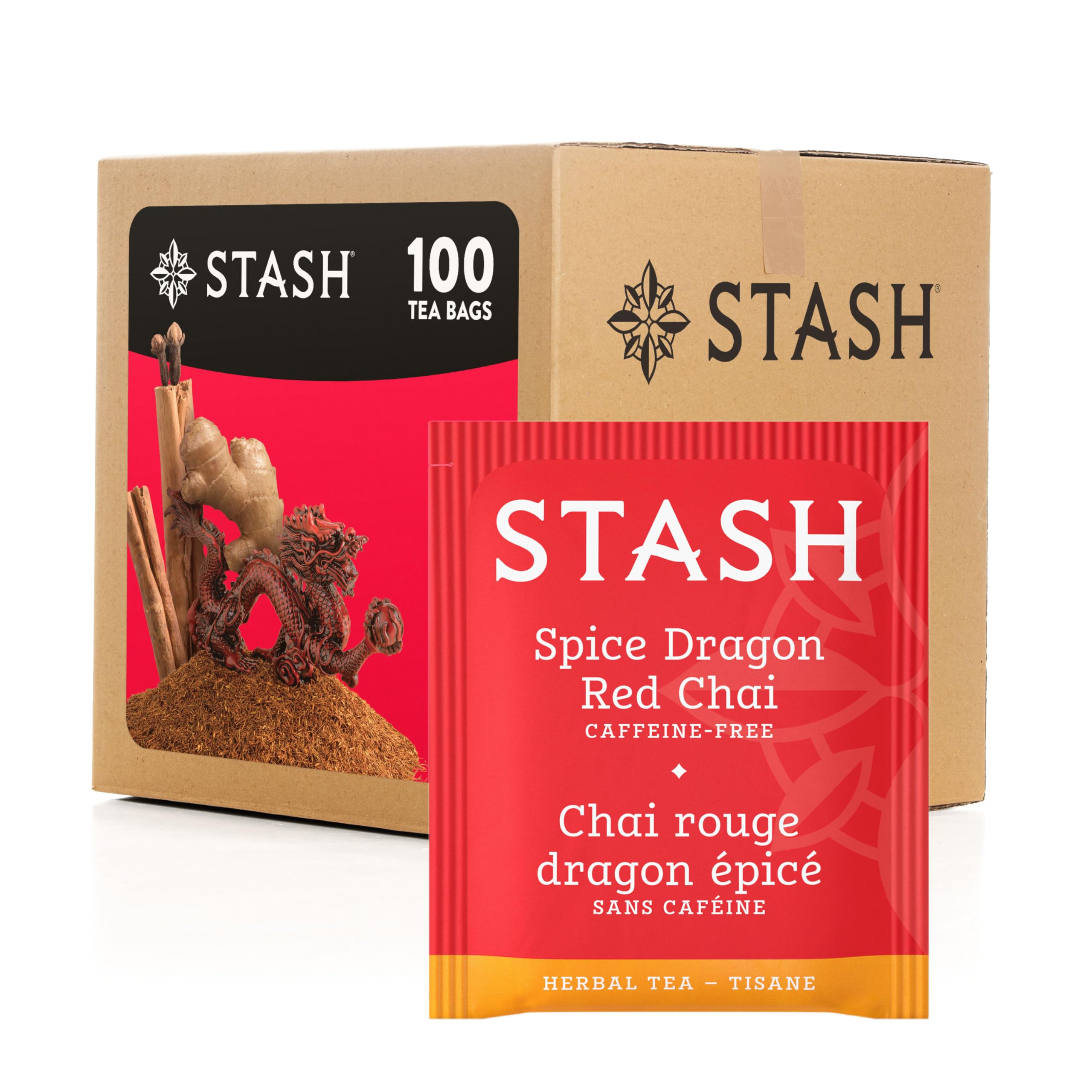 Stash caja frontal Spice Dragon Red Chai mostrando diseño y cantidad