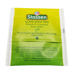 Stassen hojas de té de Ceilán en primer plano, calidad visible