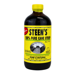 Steen's botella frontal 16 oz mostrando jarabe puro y aspecto tradicional