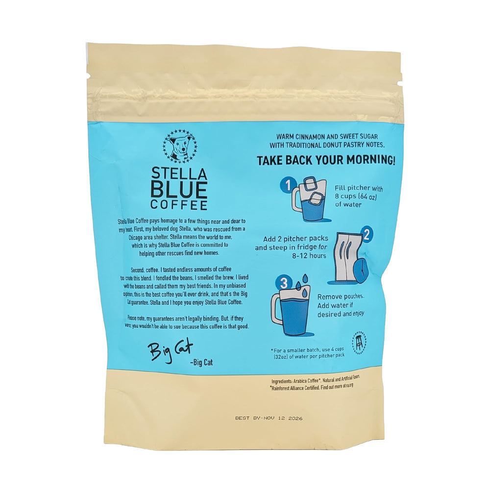 Stella Blue imagen temática con perro rescatado, recordando apoyo a refugios