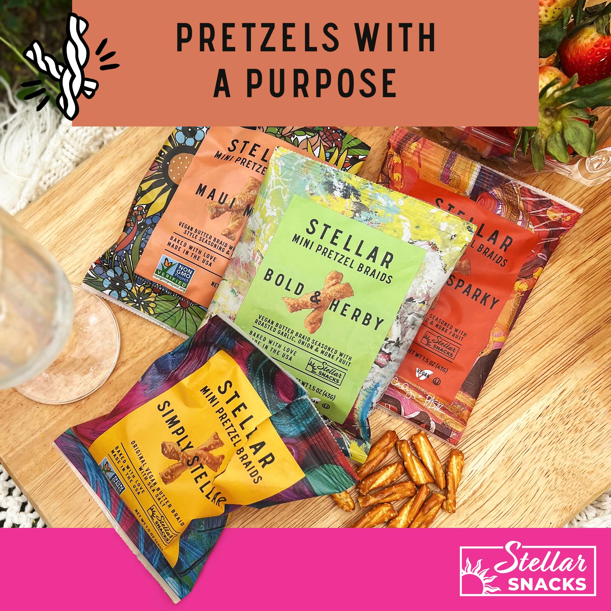 Stellar Snacks: pretzels acompañando dip, combinación sabrosa y versátil