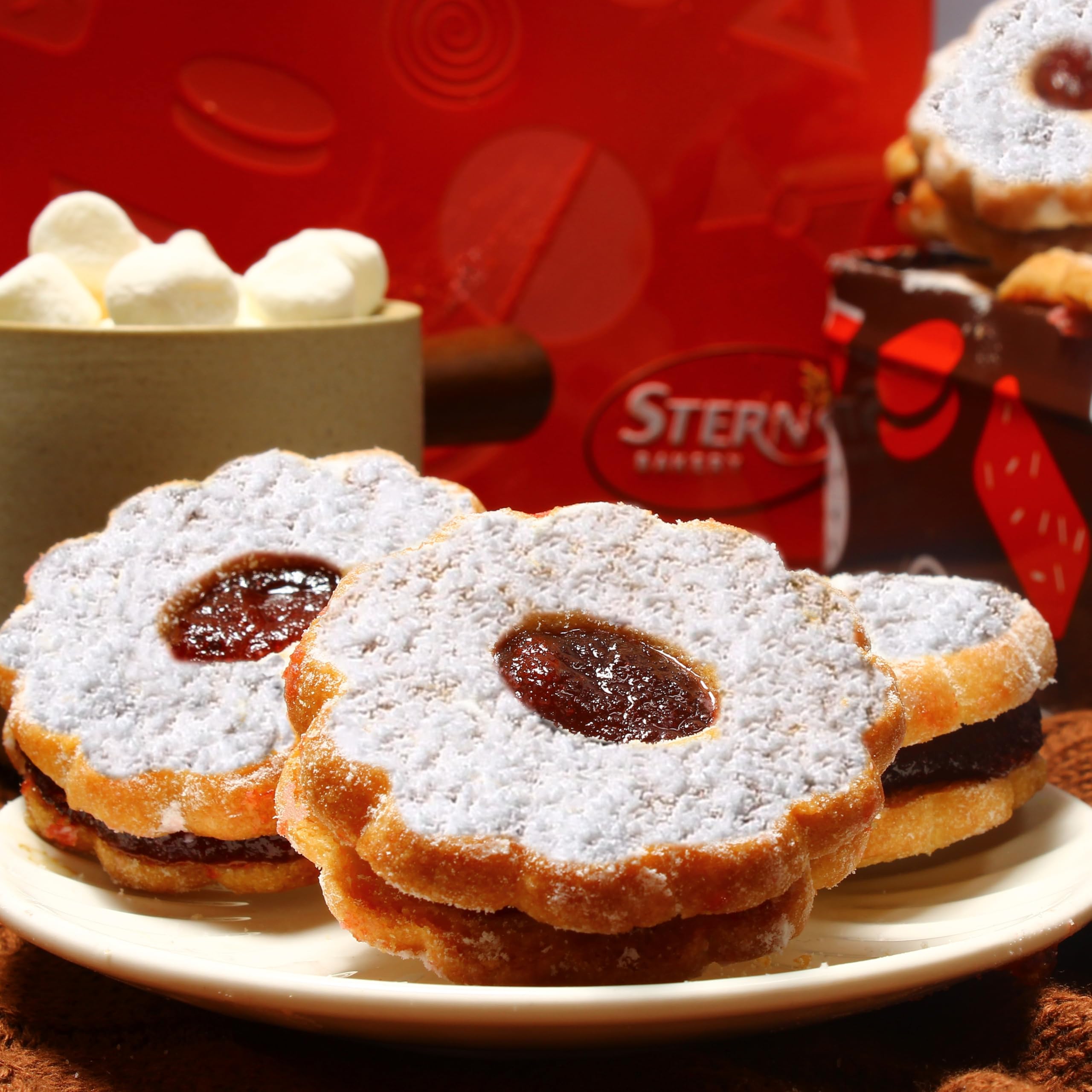 Stern's Bakery primer plano de textura shortbread mostrando crujiente y ternura