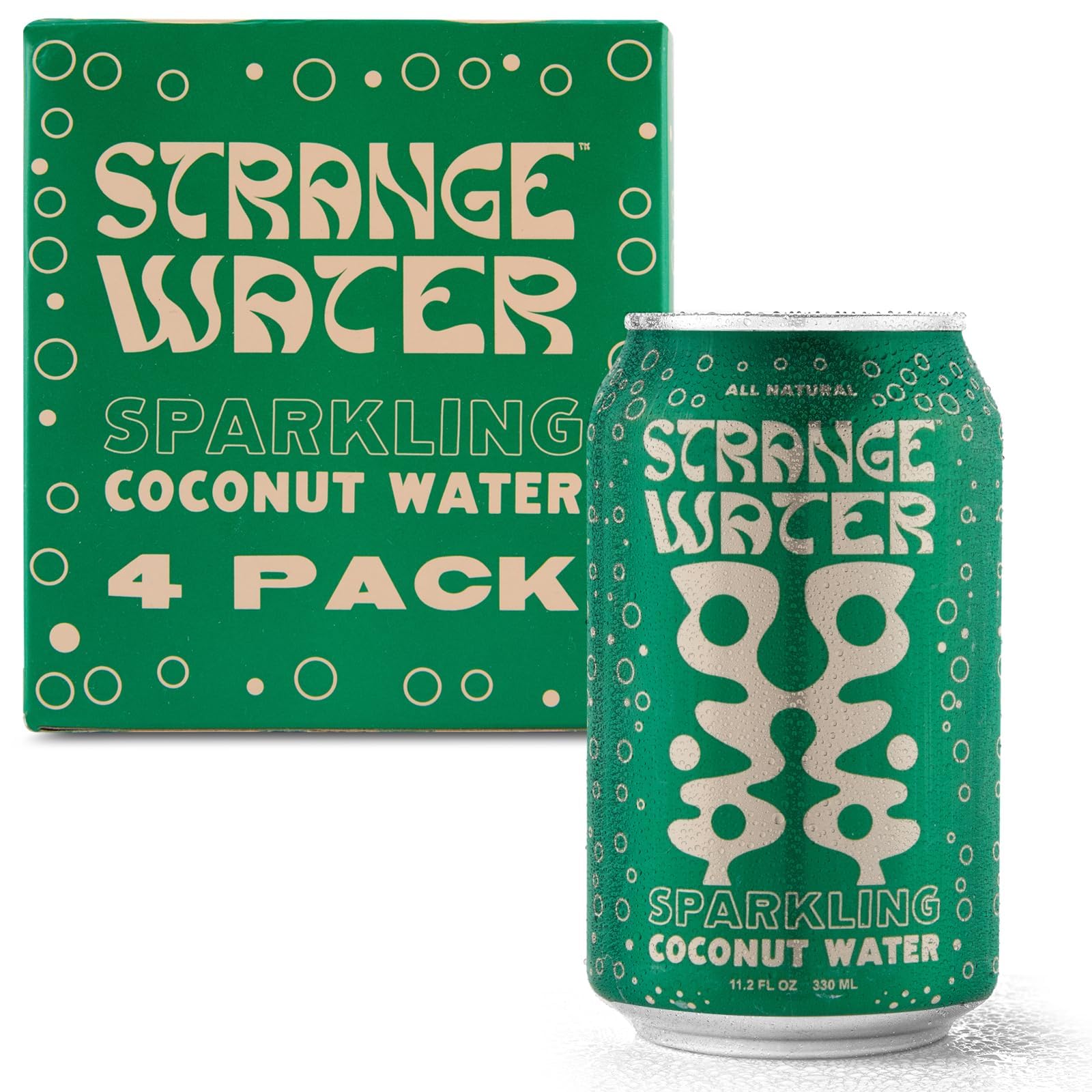 Strange Water lata frontal mostrando diseño y beneficios saludables