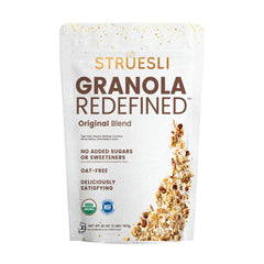 Struesli frente del empaque mostrando diseño y tamaño, conveniencia visual