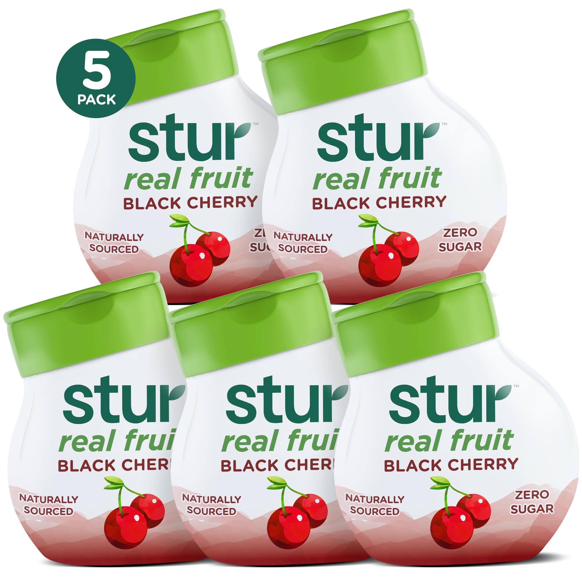 Stur botella frontal Black Cherry mostrando el envase y beneficios