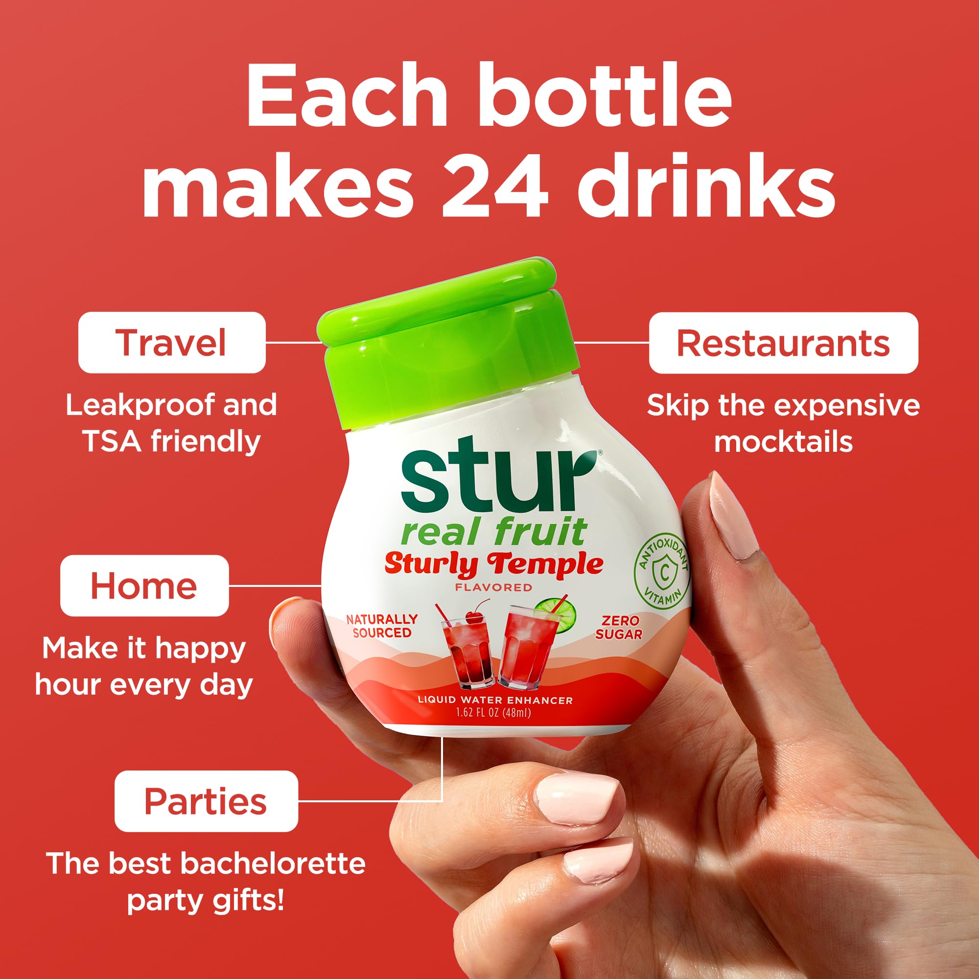Stur caja abierta contenido mostrando embalaje y cantidad de cinco botellas