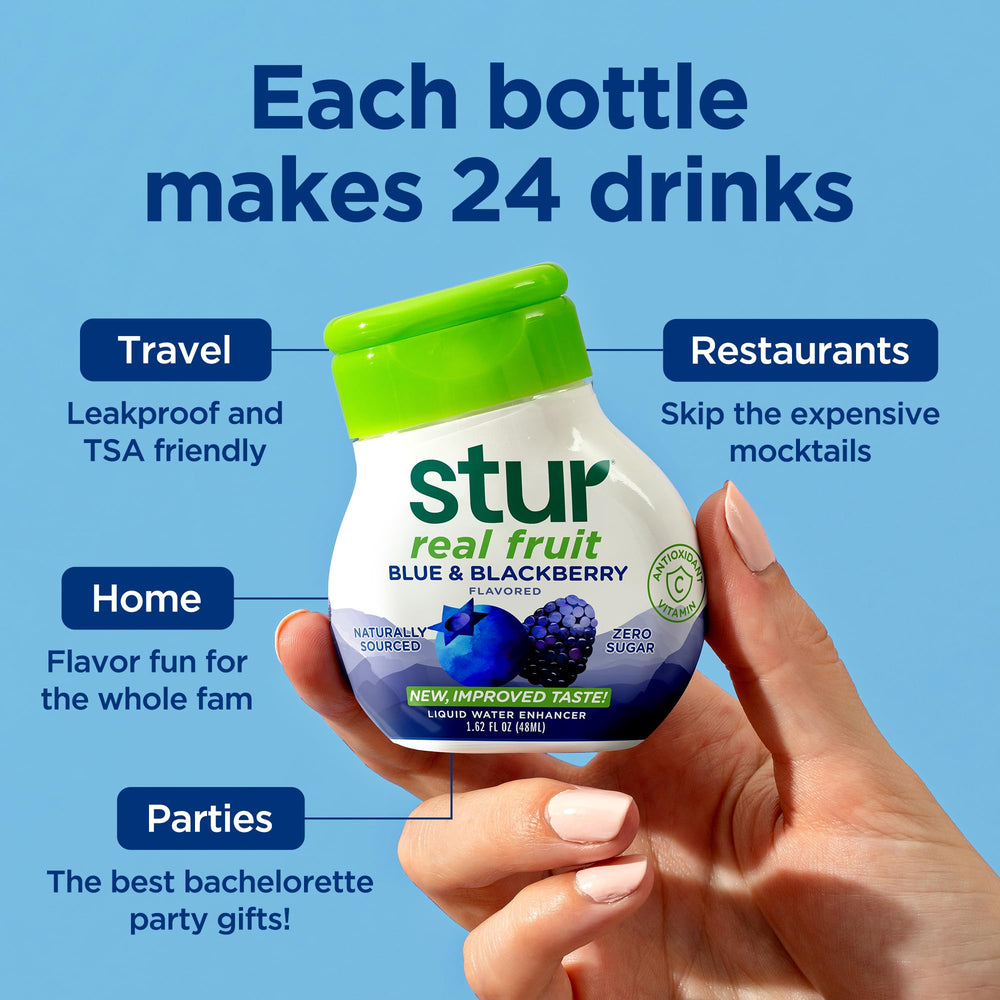 Stur etiqueta con ingredientes y vitamina C visible, información clara
