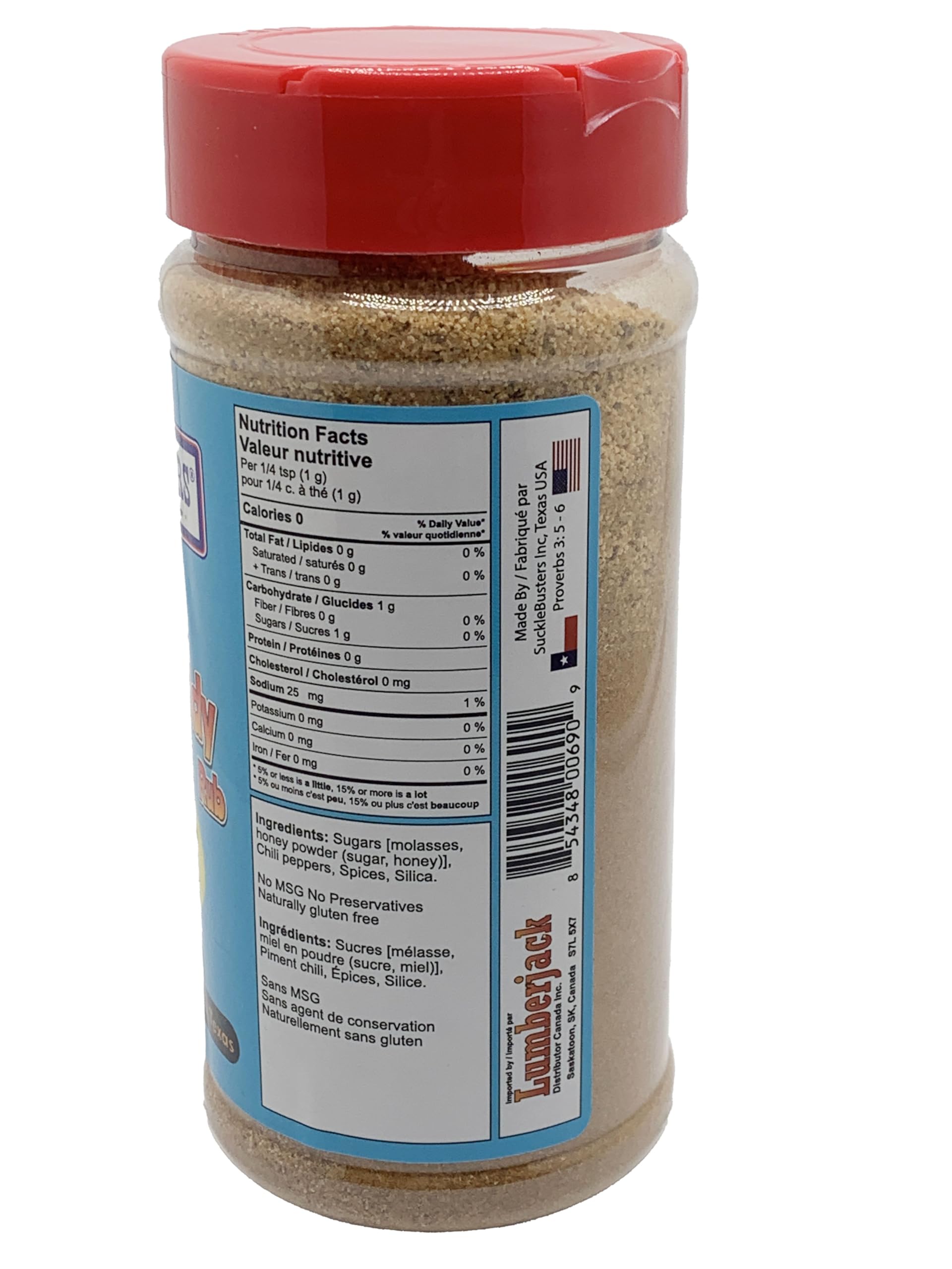 SuckleBusters primer plano de textura del rub con cristales y pigmento caramelizado