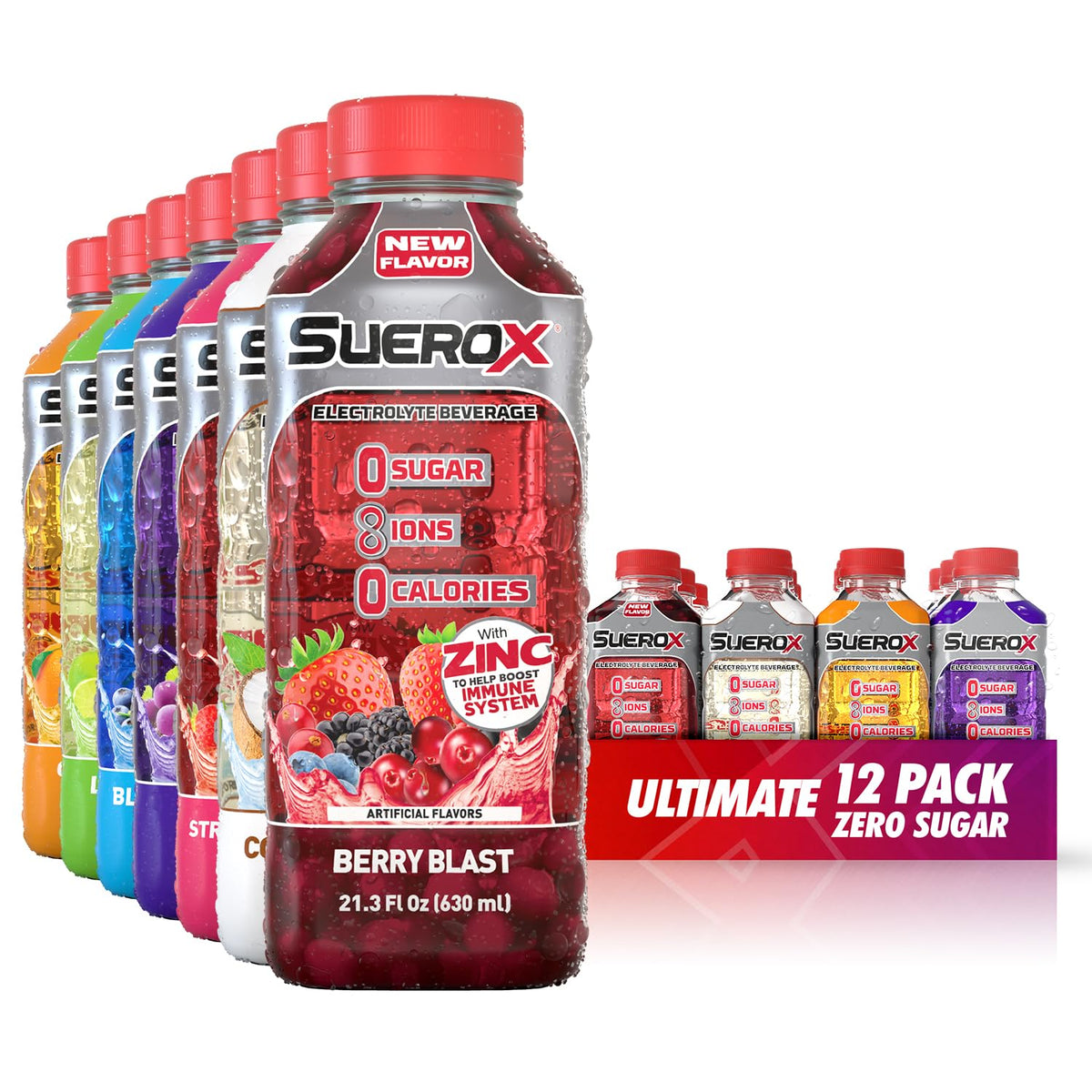 SueroX pack frontal 12 botellas, hidratación sin azúcar lista