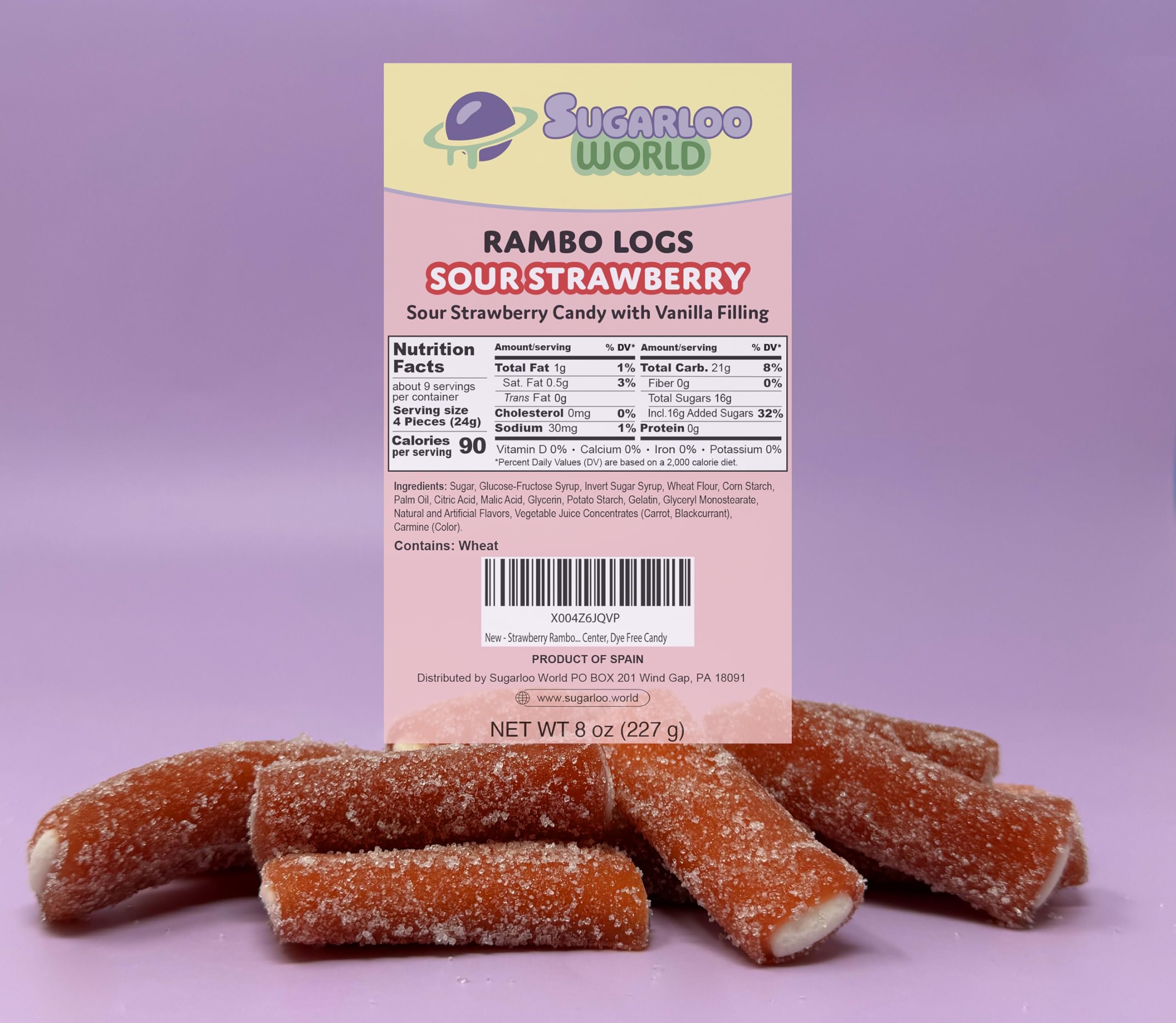 Sugarloo World bolsa abierta sobre mesa como snack en reunión