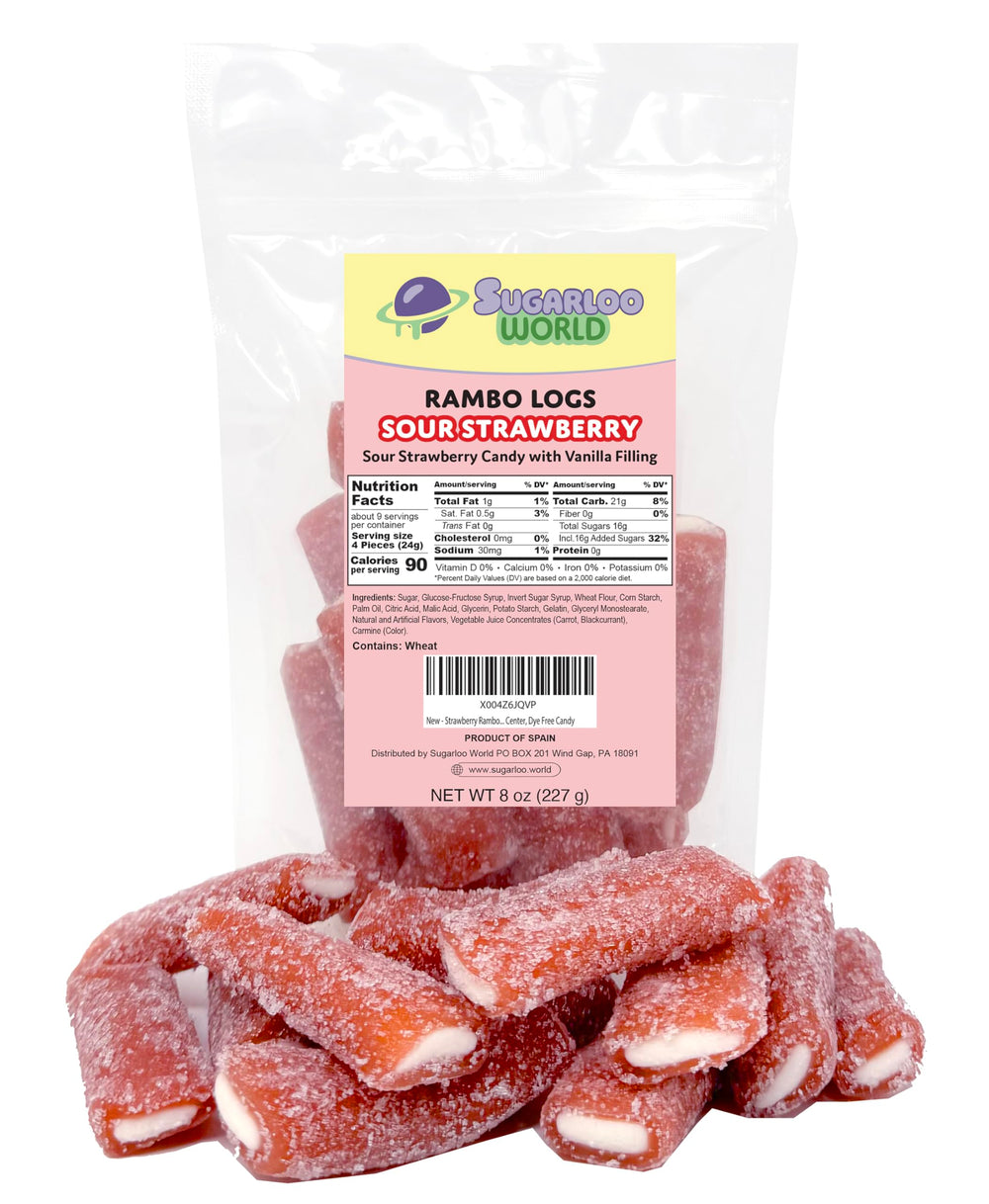 Sugarloo World frente del empaque 8 oz mostrando oferta y resealable