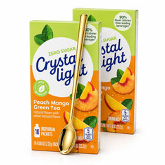 Sukkar Pasha Crystal Light empaque frontal mostrando sobres y cuchara dorada, práctico para llevar