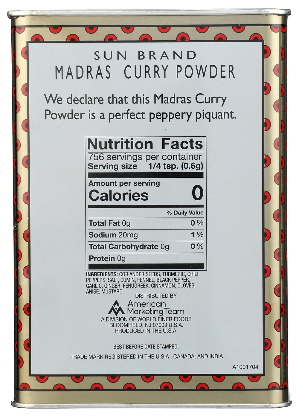 Sun Brand textura de la mezcla de Madras en cuchara, especias finas y aromáticas