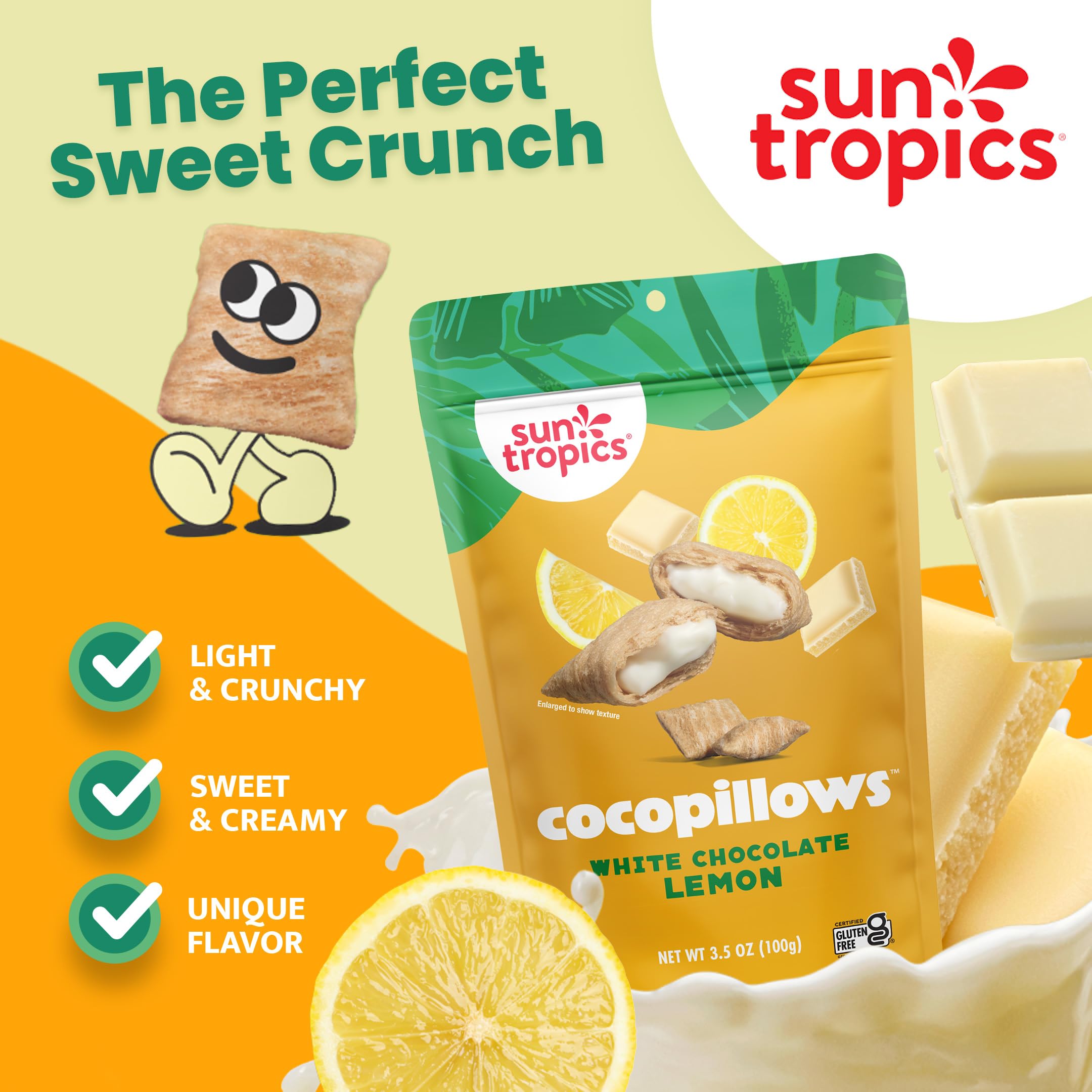 Sun Tropics bolsa resellable abierta conservando frescura y facilidad