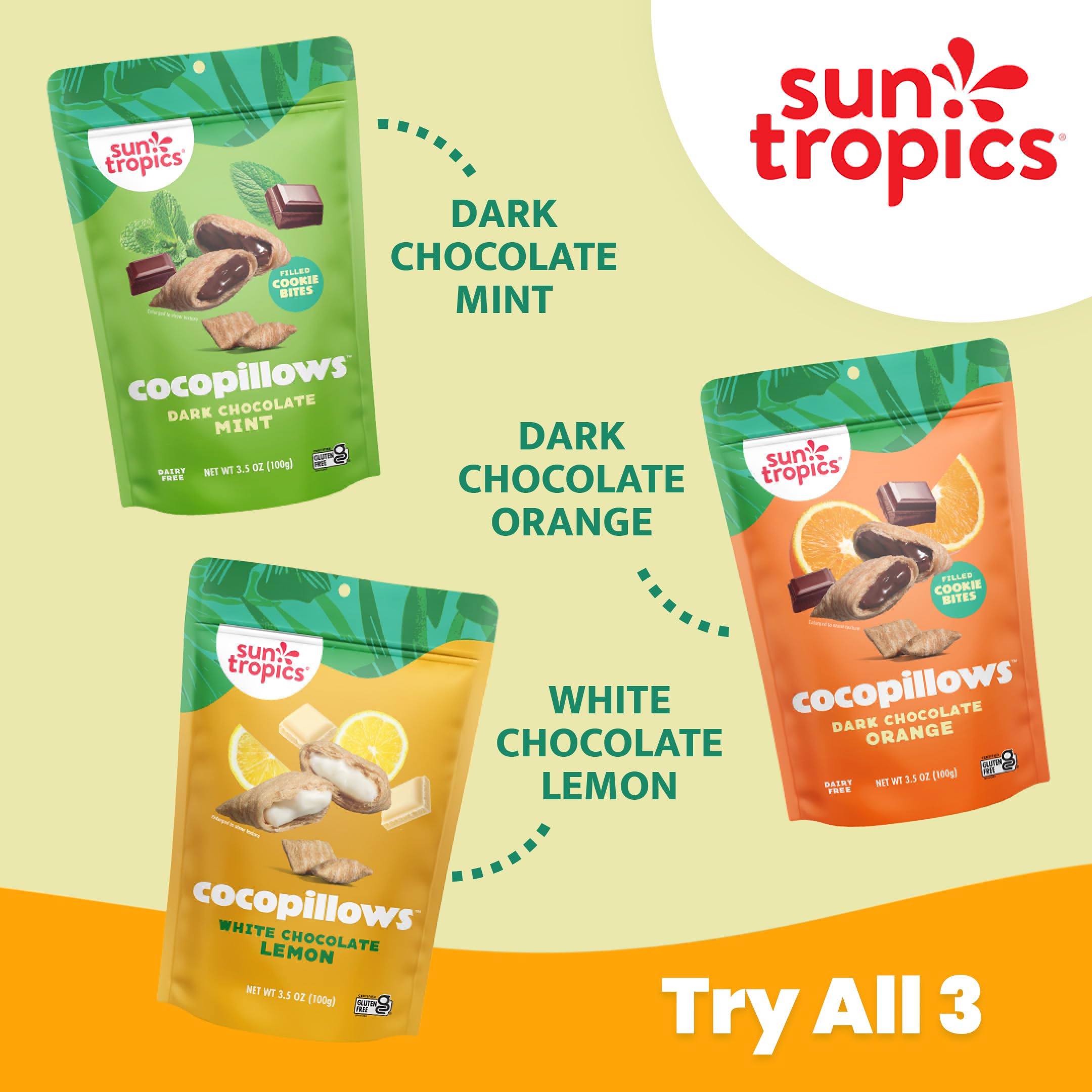 Sun Tropics ingredientes limón y coco que ofrecen sabor fresco y natural