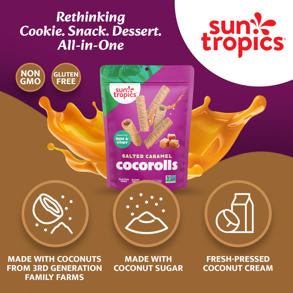 Sun Tropics primer plano de la textura dorada y hojaldrada que promete crujido ligero