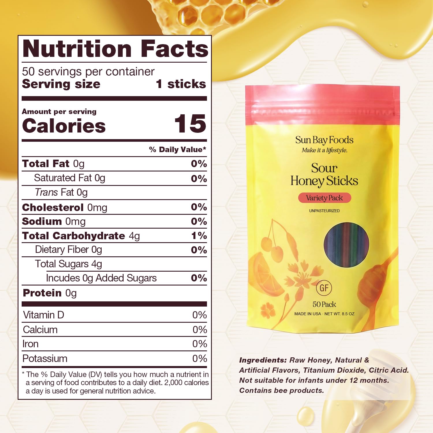 Sunbay Foods textura de miel cruda de trébol mostrando pureza y color natural