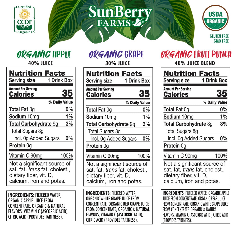 Sunberry Farms disposición de manzana, fruit punch y uva, variedad atractiva