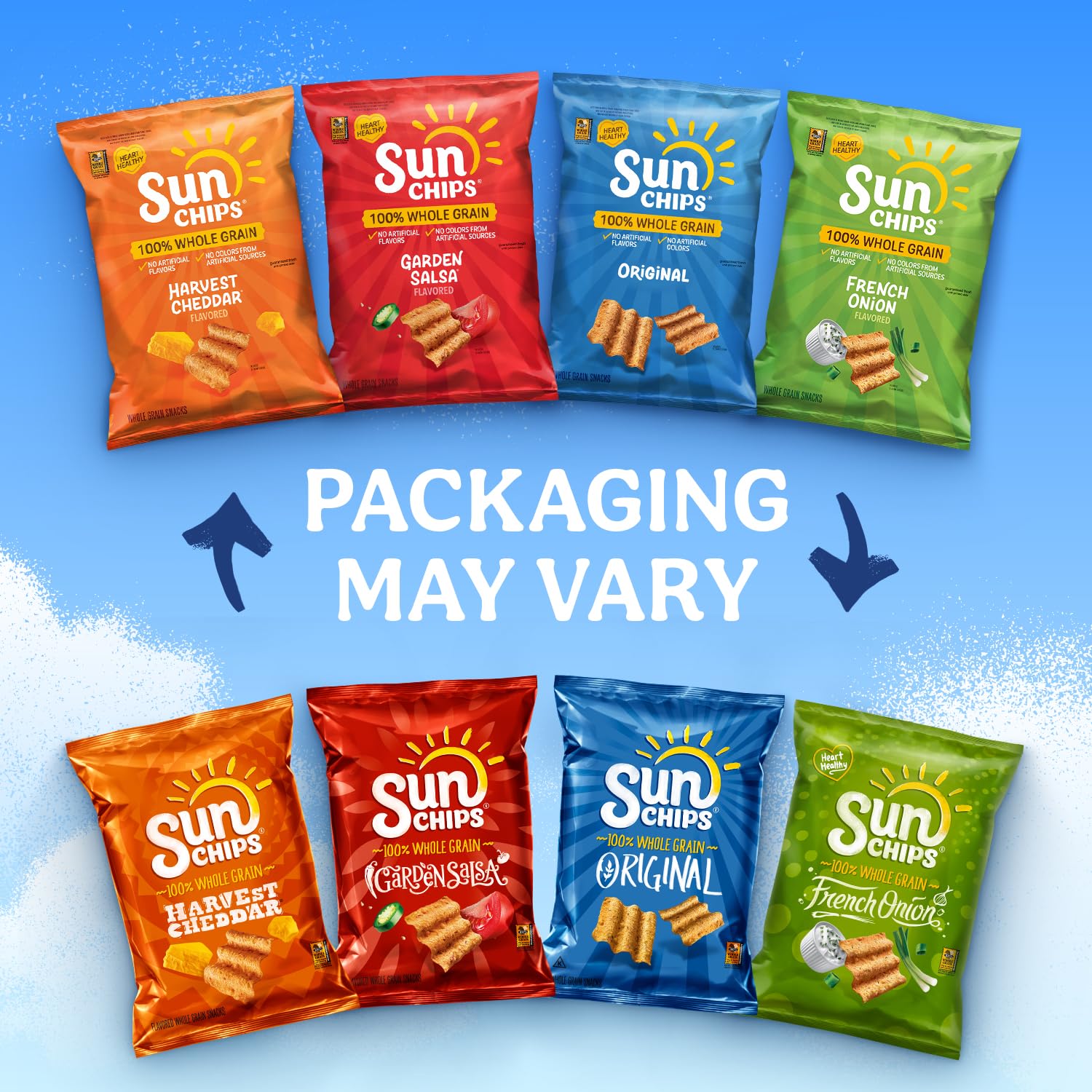SunChips bolsa en mano ilustrando la porción individual y facilidad de llevar