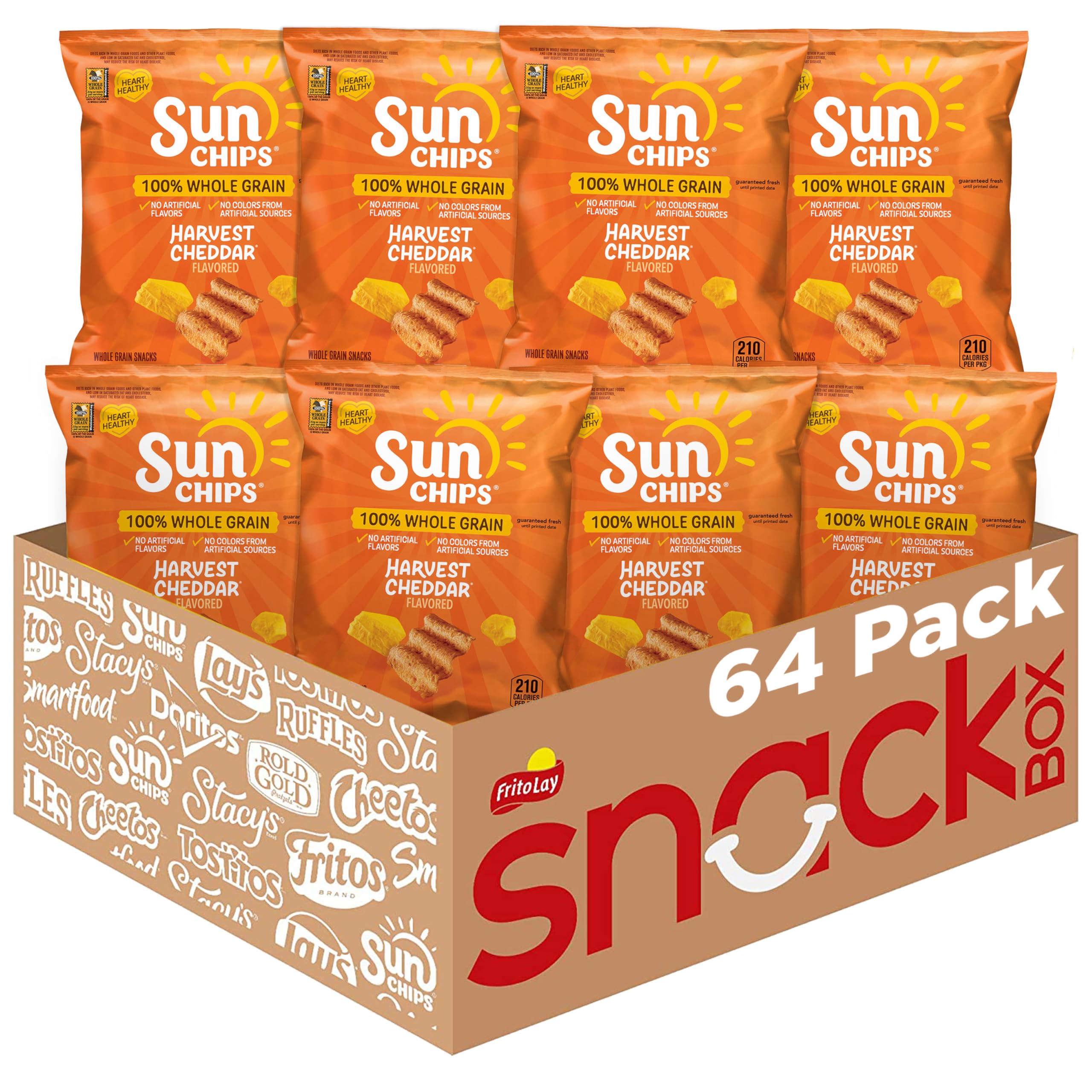 SunChips paquete frontal Harvest Cheddar con presentación atractiva y sabor evidente