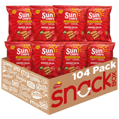 Sunchips empaque frontal mostrando Garden Salsa y porciones individuales