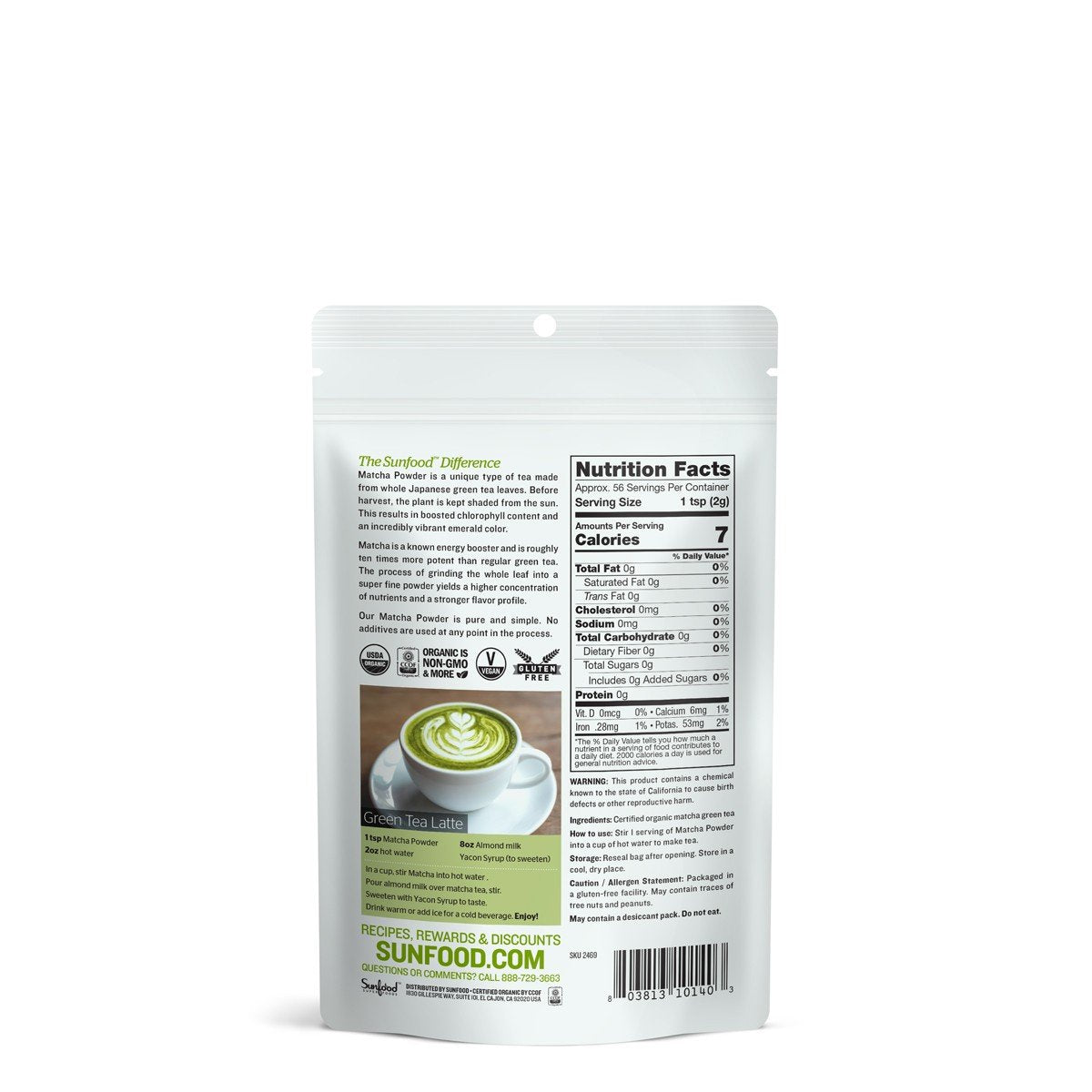 Sunfood Superfoods primer plano de la textura en polvo resaltando finura y color