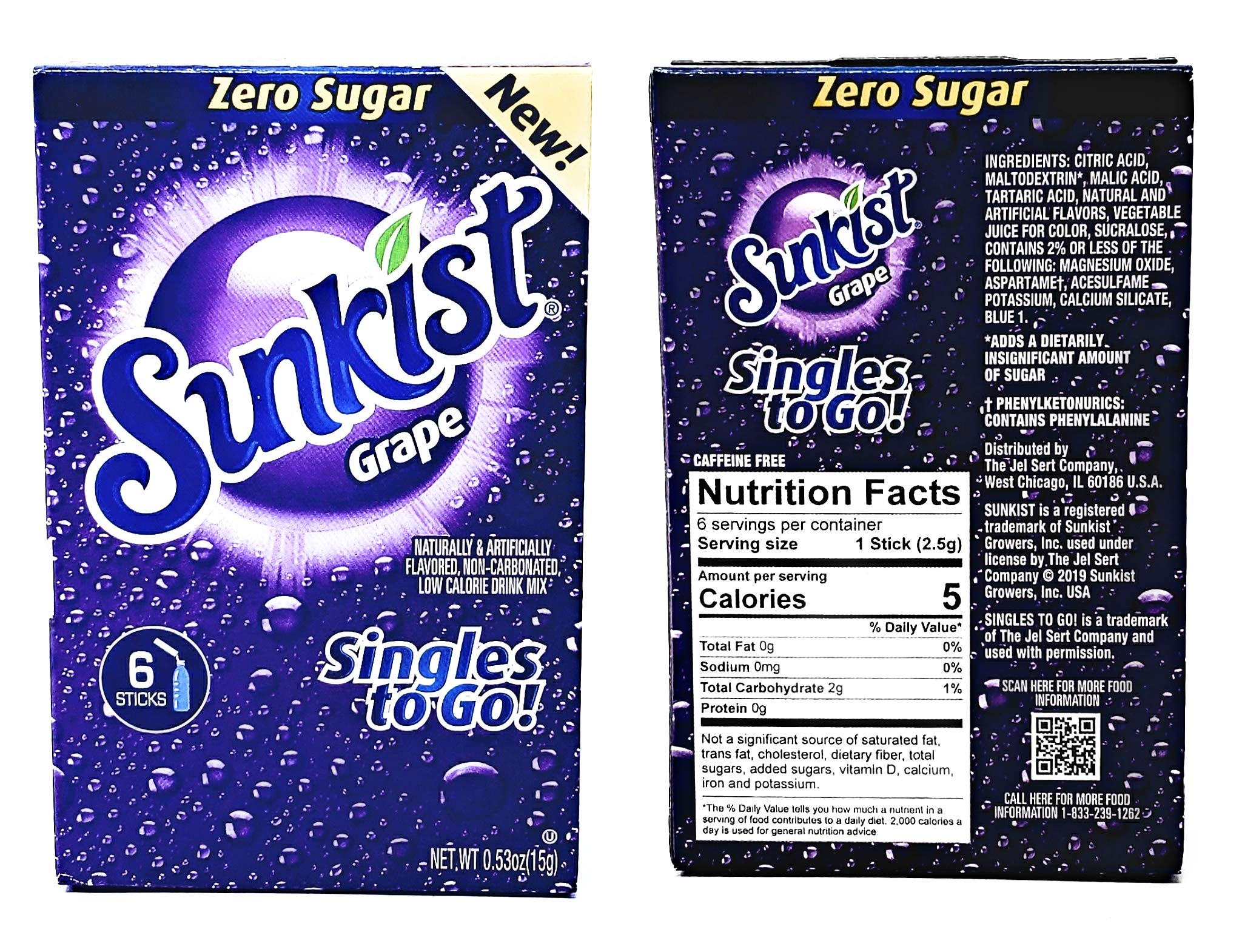 Sunkist sobres junto a botella para comparar tamaño y portabilidad