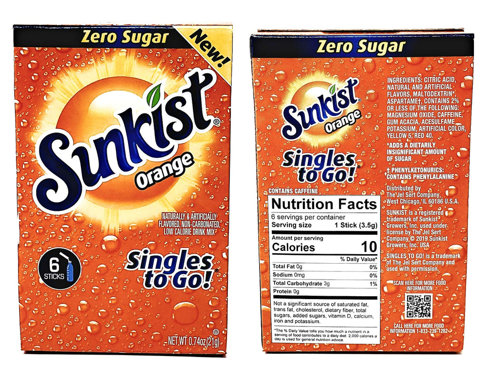 Sunkist sobre abierto con polvo, muestra la textura y fácil disolución