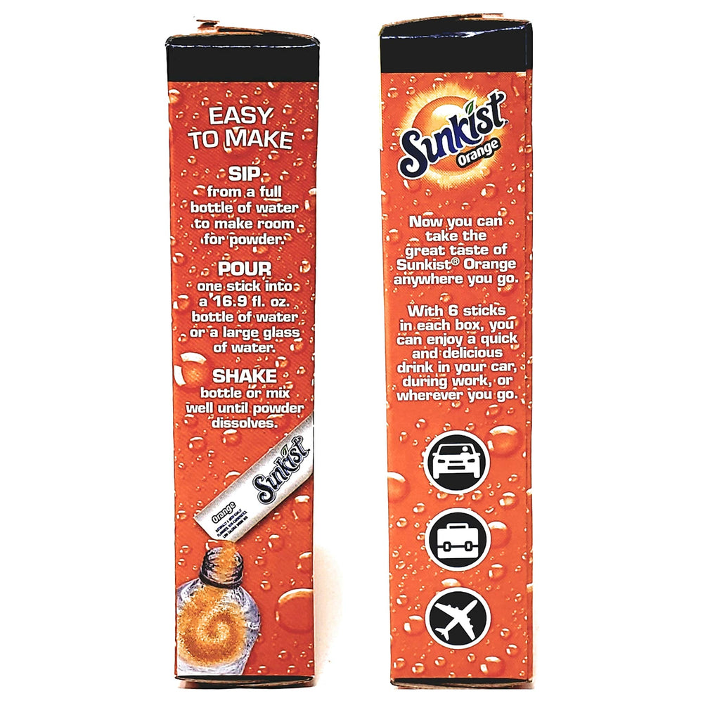 Sunkist polvo disolviéndose en agua en vaso, resultado refrescante inmediato