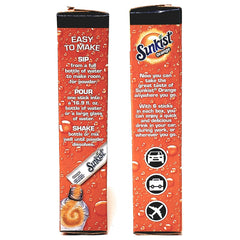 Sunkist polvo disolviéndose en agua en vaso, resultado refrescante inmediato