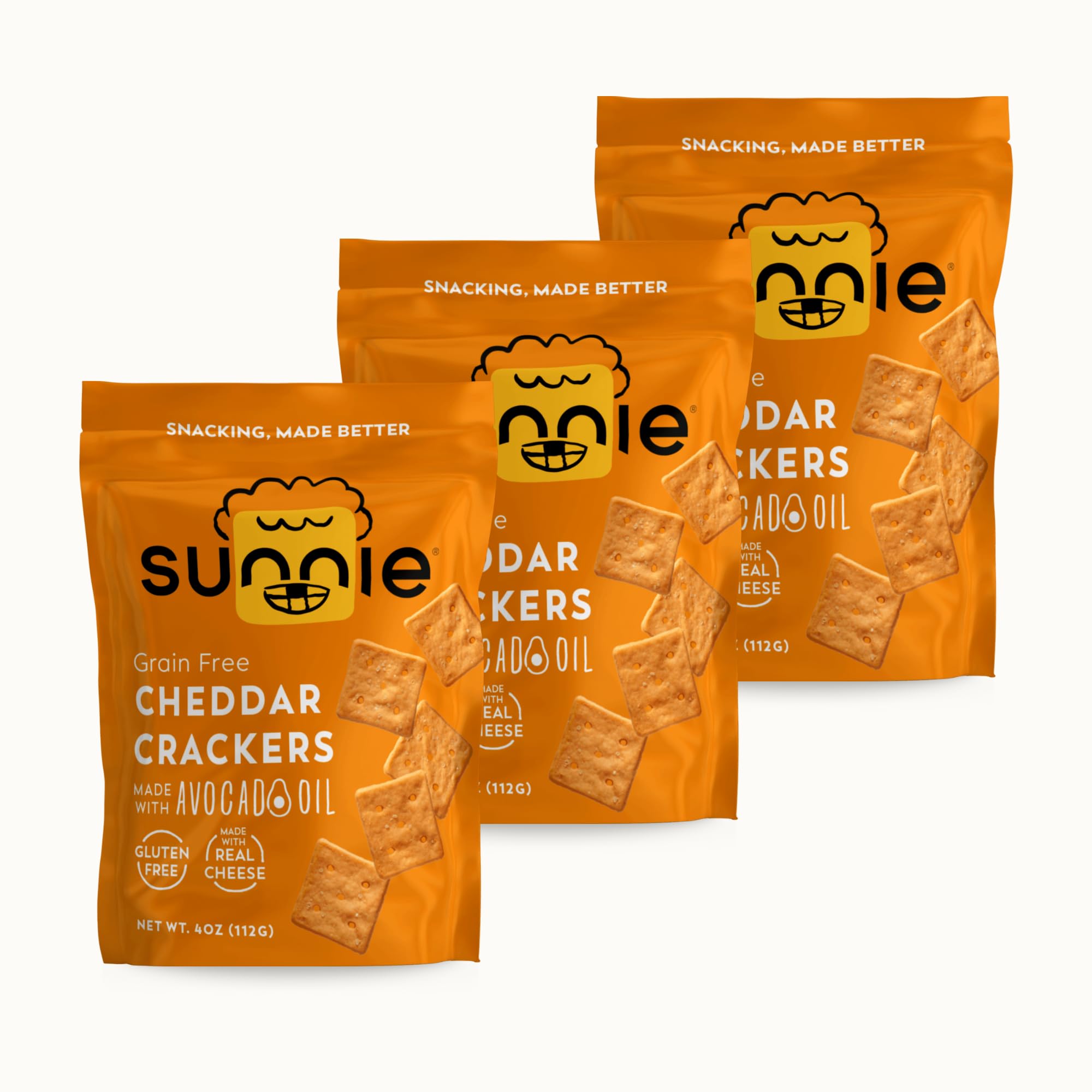 Sunnie paquete frontal mostrando galletas y marca, ideal para identificar producto