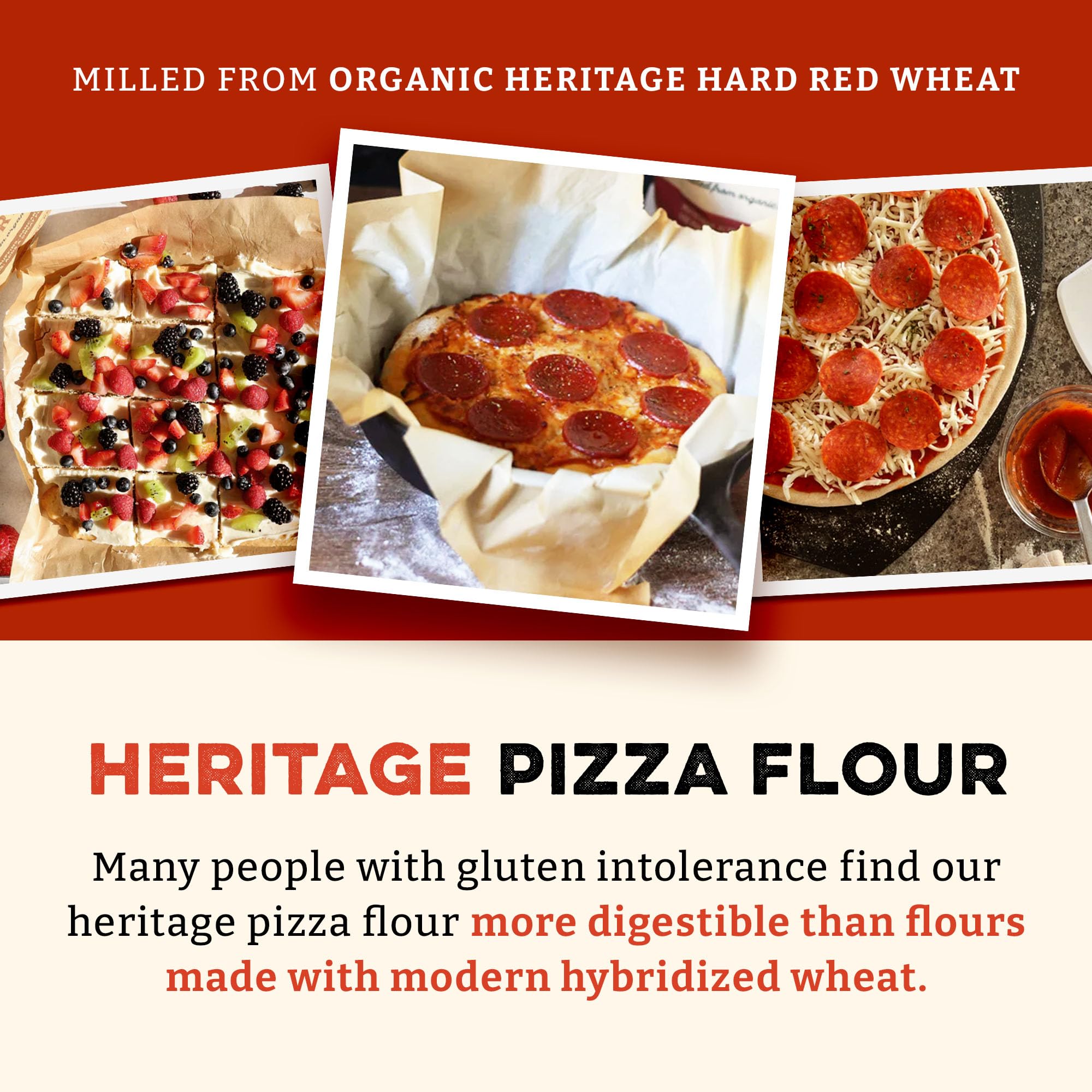 Sunrise Flour Mill bol comparativo de tamaño, rinde para varias pizzas