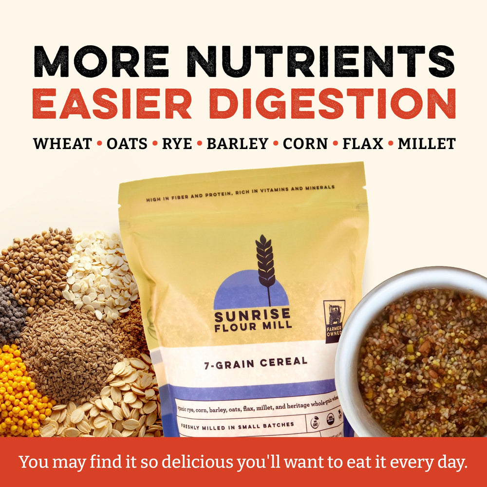 Sunrise Flour Mill mezcla de granos sueltos mostrando variedad nutritiva