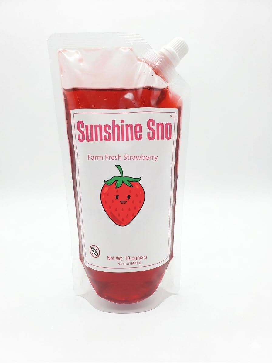Sunshine Sno empaque frontal mostrando diseño y facilidad de vertido