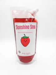 Sunshine Sno empaque frontal mostrando diseño y facilidad de vertido