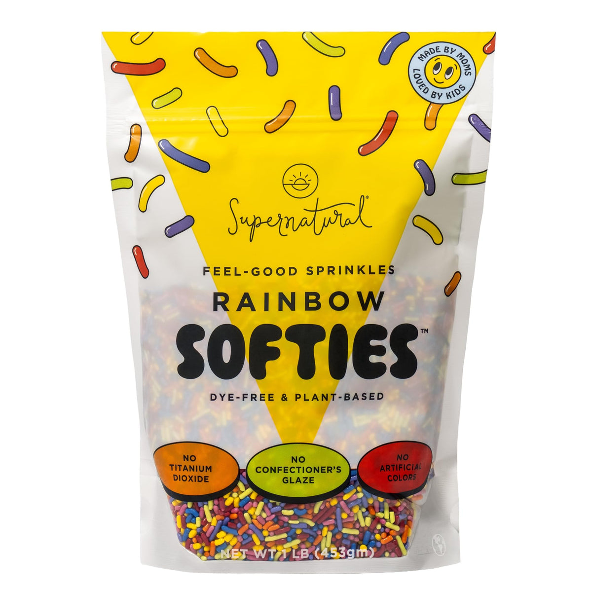 Supernatural paquete frontal mostrando 16oz y beneficio vegano