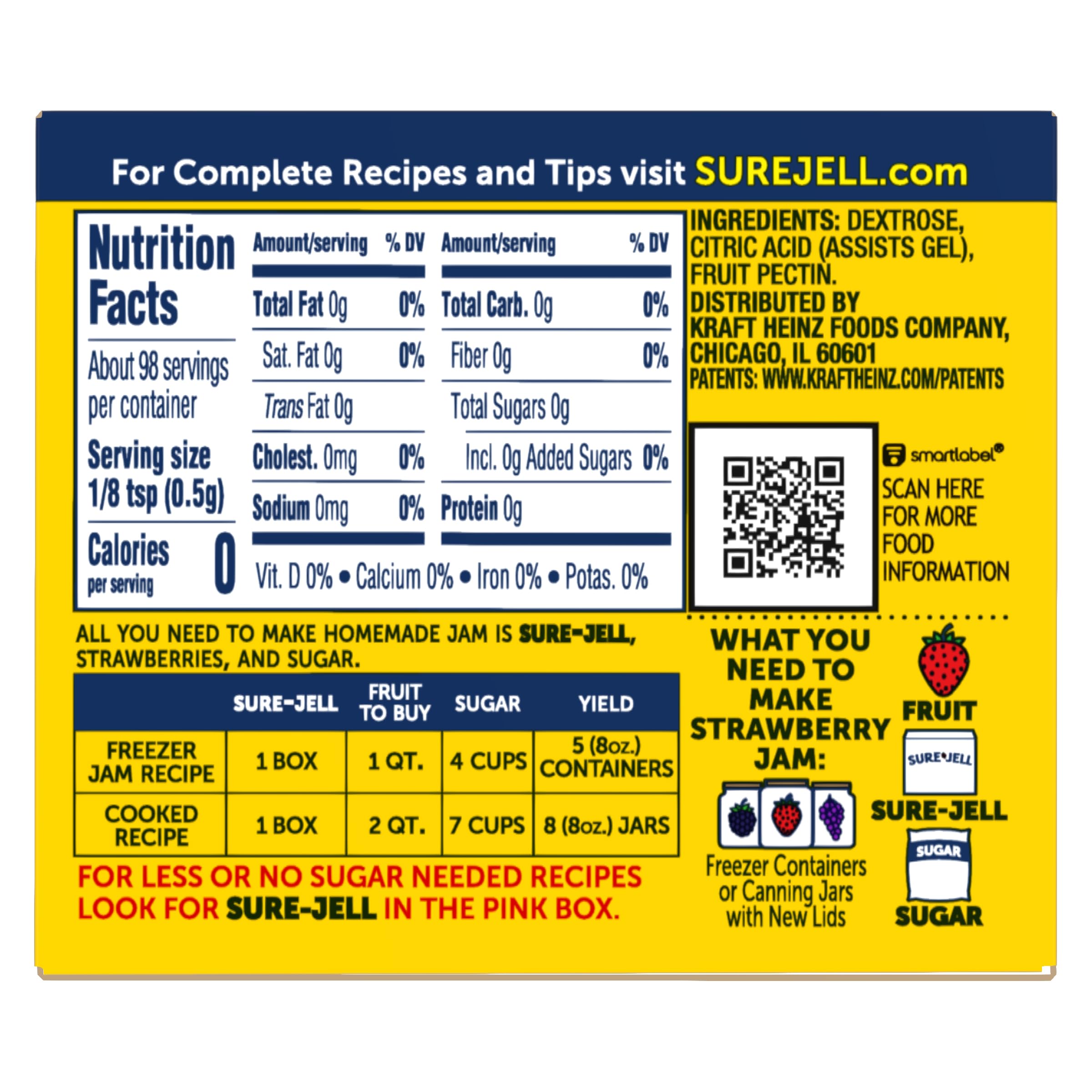 SURE-JELL etiqueta Kosher visible, certificación para dietas