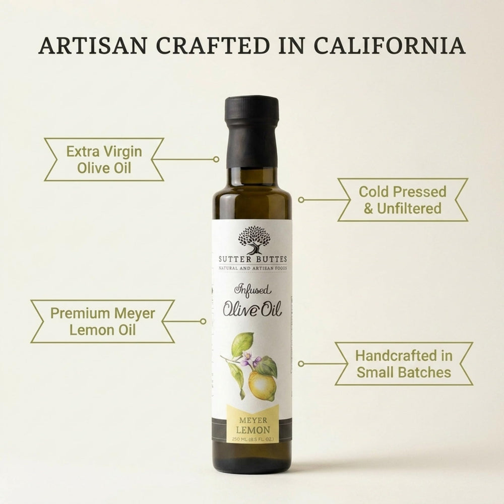 Sutter Buttes rociado sobre ensalada fresca, agrega aroma y frescura