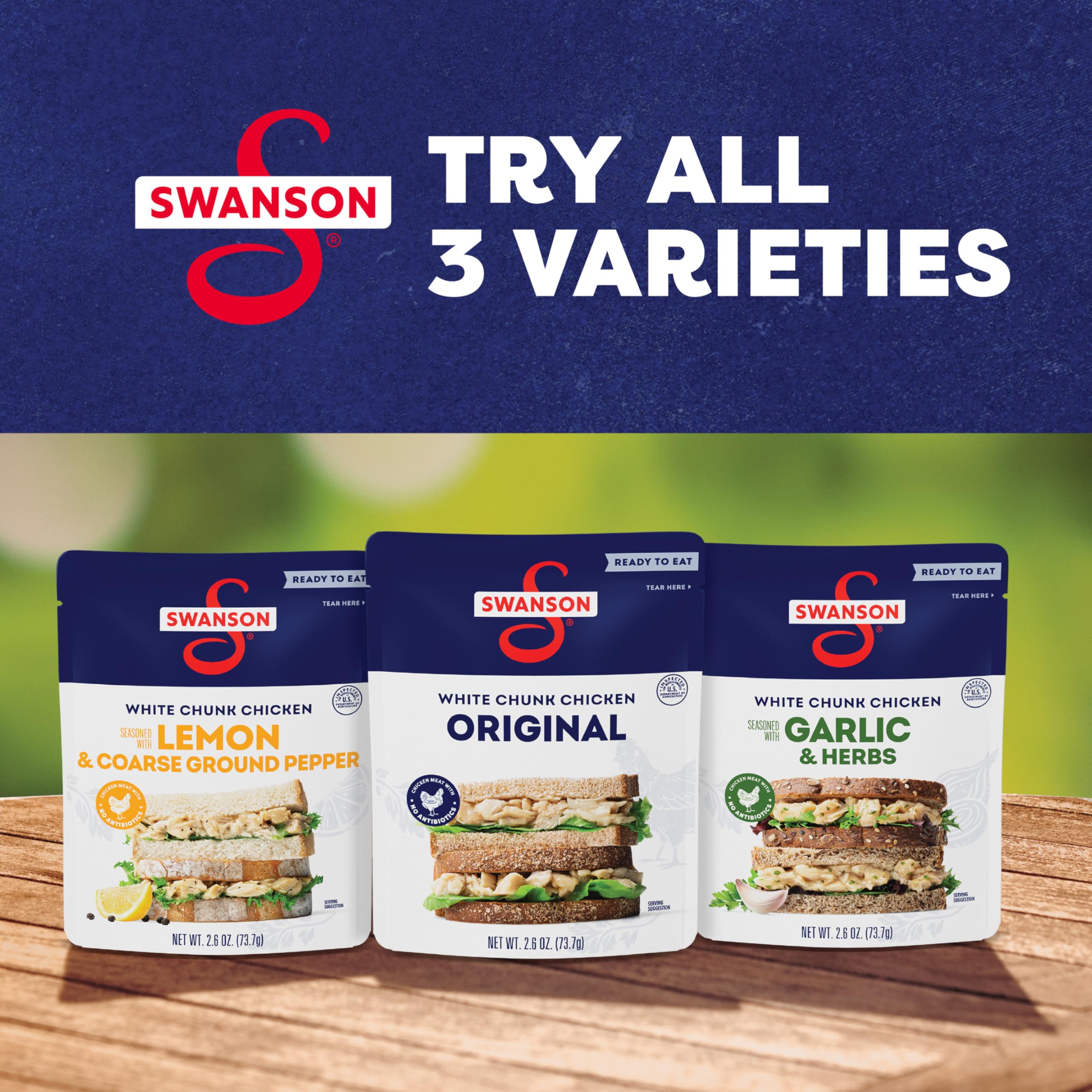 Swanson etiqueta nutricional enfocada en 12 g proteína y sin MSG