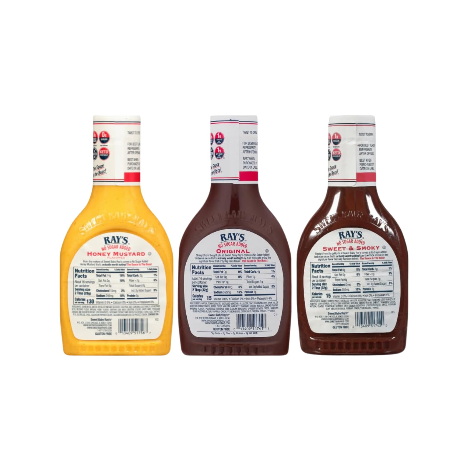 Sweet Baby Ray's botellas en mesa listas para servir y personalizar platos