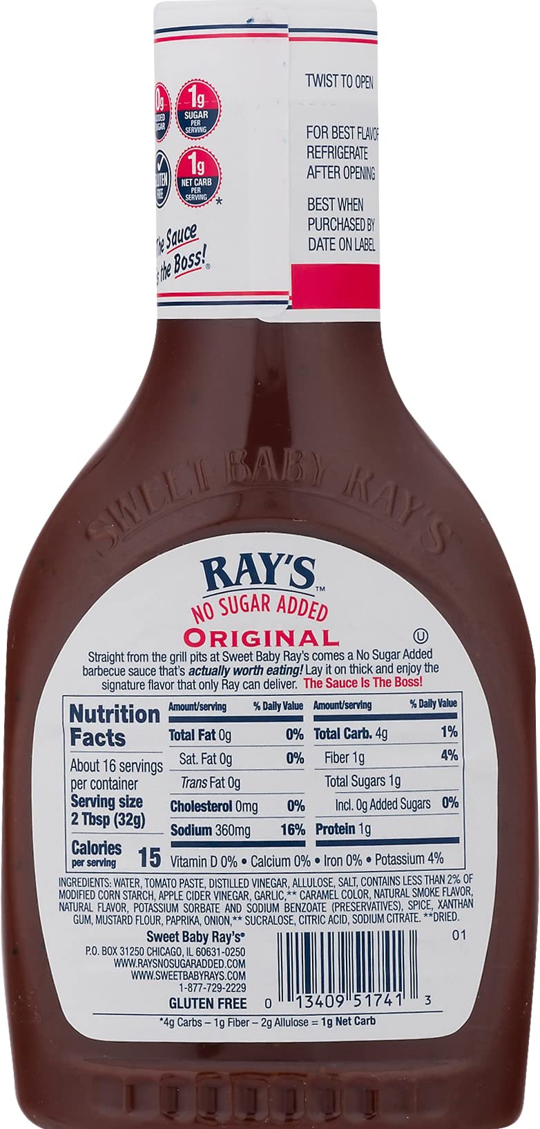 Sweet Baby Ray's etiqueta Original en primer plano destacando autenticidad