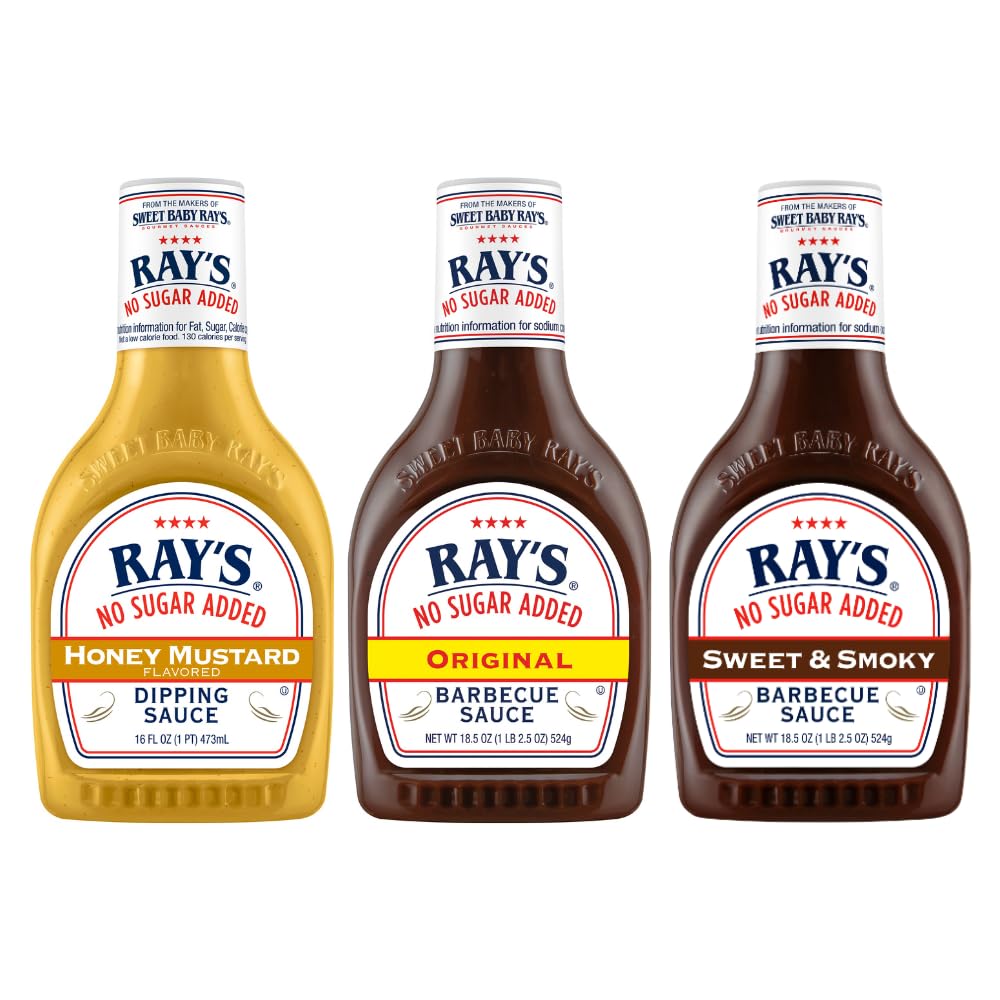 Sweet Baby Ray's pack frente con las tres botellas para variedad de sabores