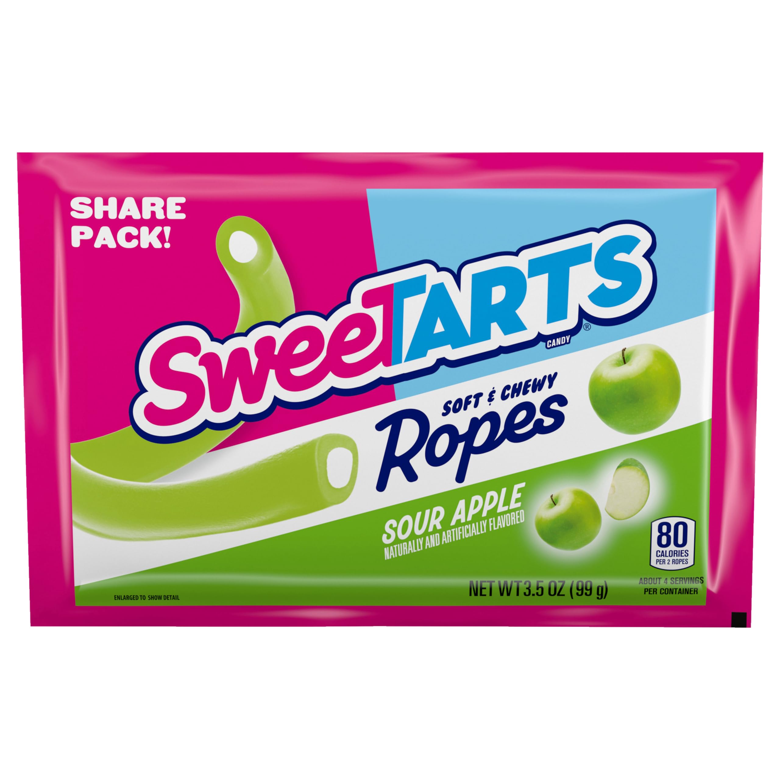 SweeTARTS primer plano de la cuerda y su textura masticable, atractivo visual